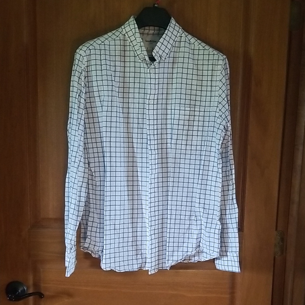 Mens Goodfellow & Co Blue And White Button Up Shirt Size Large Officr Work Wear
